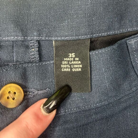 Jos. A. Bank Navy Blue Chino Shorts Size 35 Pleated Linen Casual Pockets - Picture 6 of 12